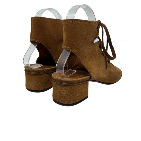 Chie Mihara Lace-Up Sandals Block Heel Suede Tan Brown Size 38.5 US 8.5 - Picture 9 of 16